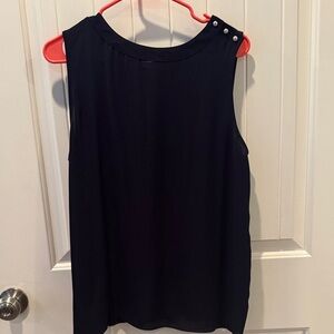 LOFT Navy Sleeveless Blouse with Pearl Details